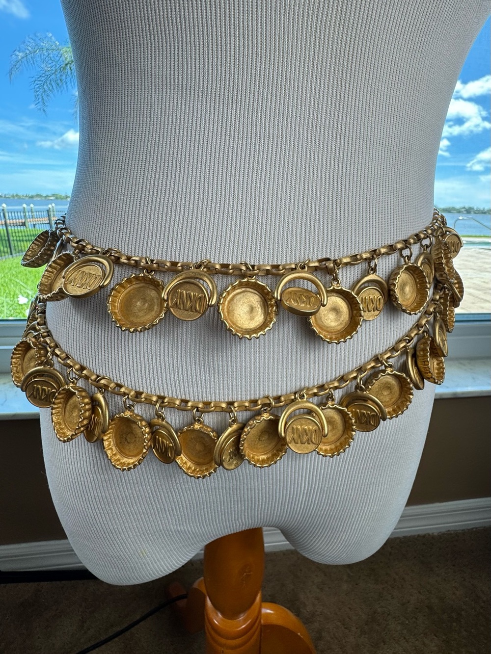 Ultra - Rare Vintage 1980s Donna Karan runway
51-Charm chain belt/necklace